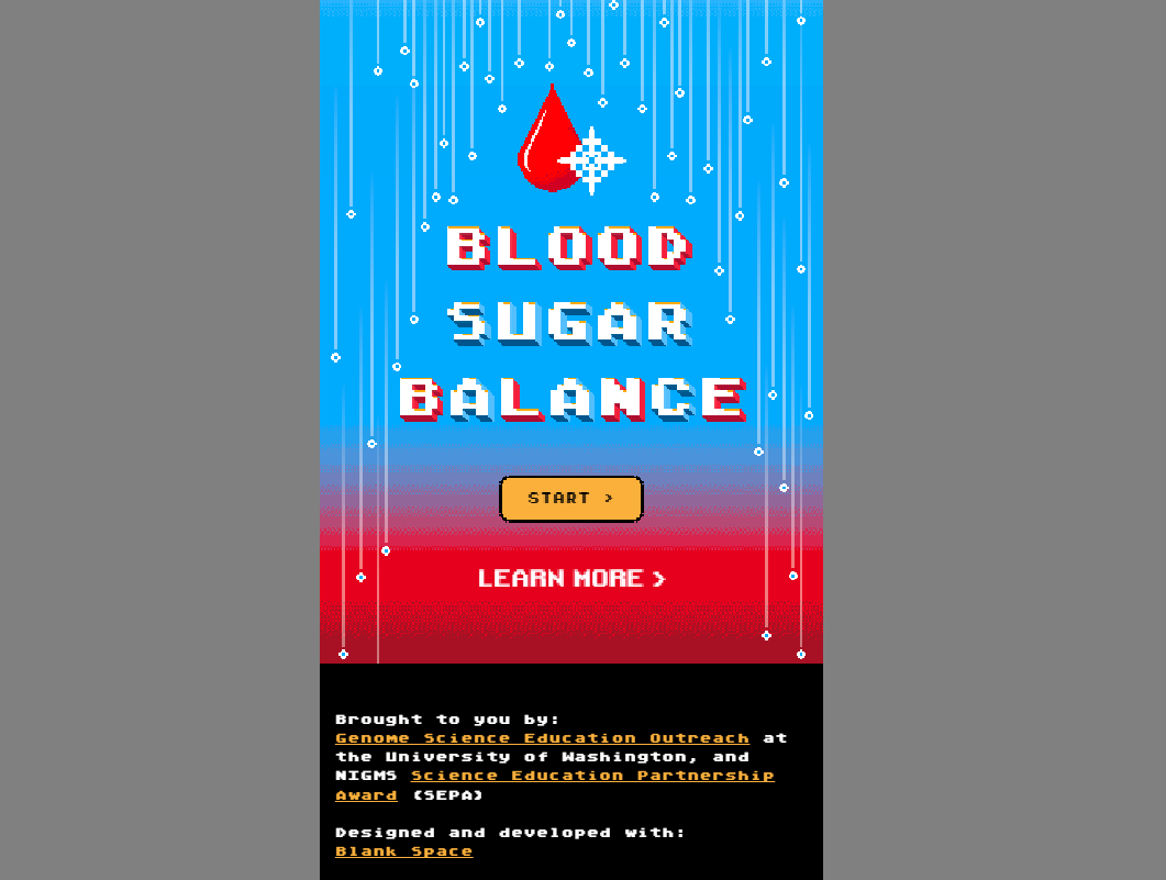 Screenshot of the game Blood Sugar Balance