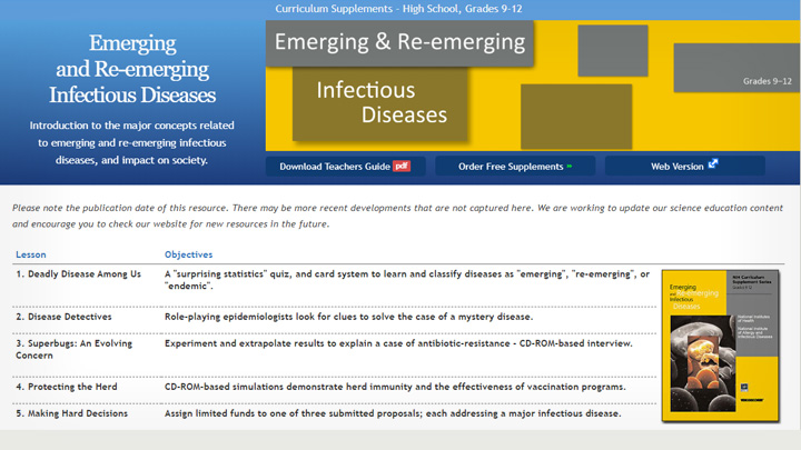Image for Curriculum Supplement on Emerging and Re-emerging Infectious Diseases