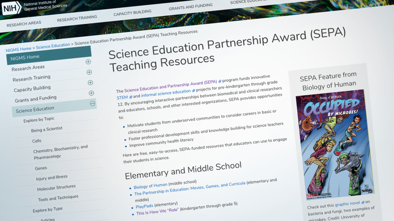 About this Website | Science Education Partnership Award